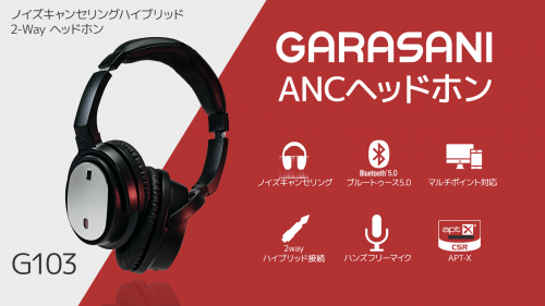 有線・無線で使用可能でANC機能搭載のヘッドホン【Garasani G103】