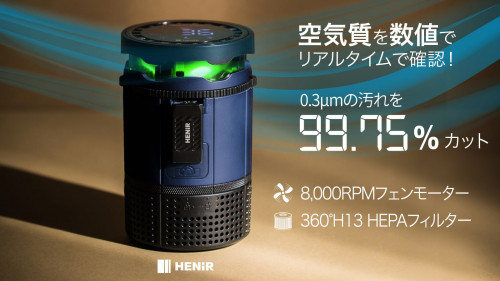 小さくて強力！空気質のモニターとPM2.5対応の携帯型・空気清浄機HENiR