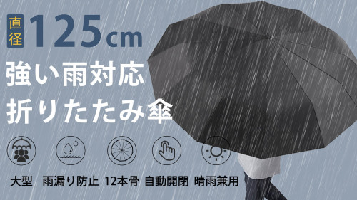 濡れない125cmサイズ、進化したワンタッチ折りたたみ傘で強い雨を乗り切る