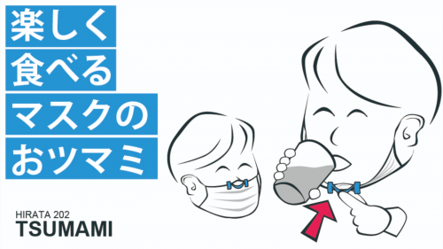 会食時の飛沫リスク軽減グッズ「TSUMAMI」HIRATA202マスクの摘み