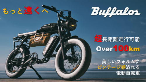 圧倒的なボディデザイン　帆布バッグ付のビンテージな電動自転車| Buffalos